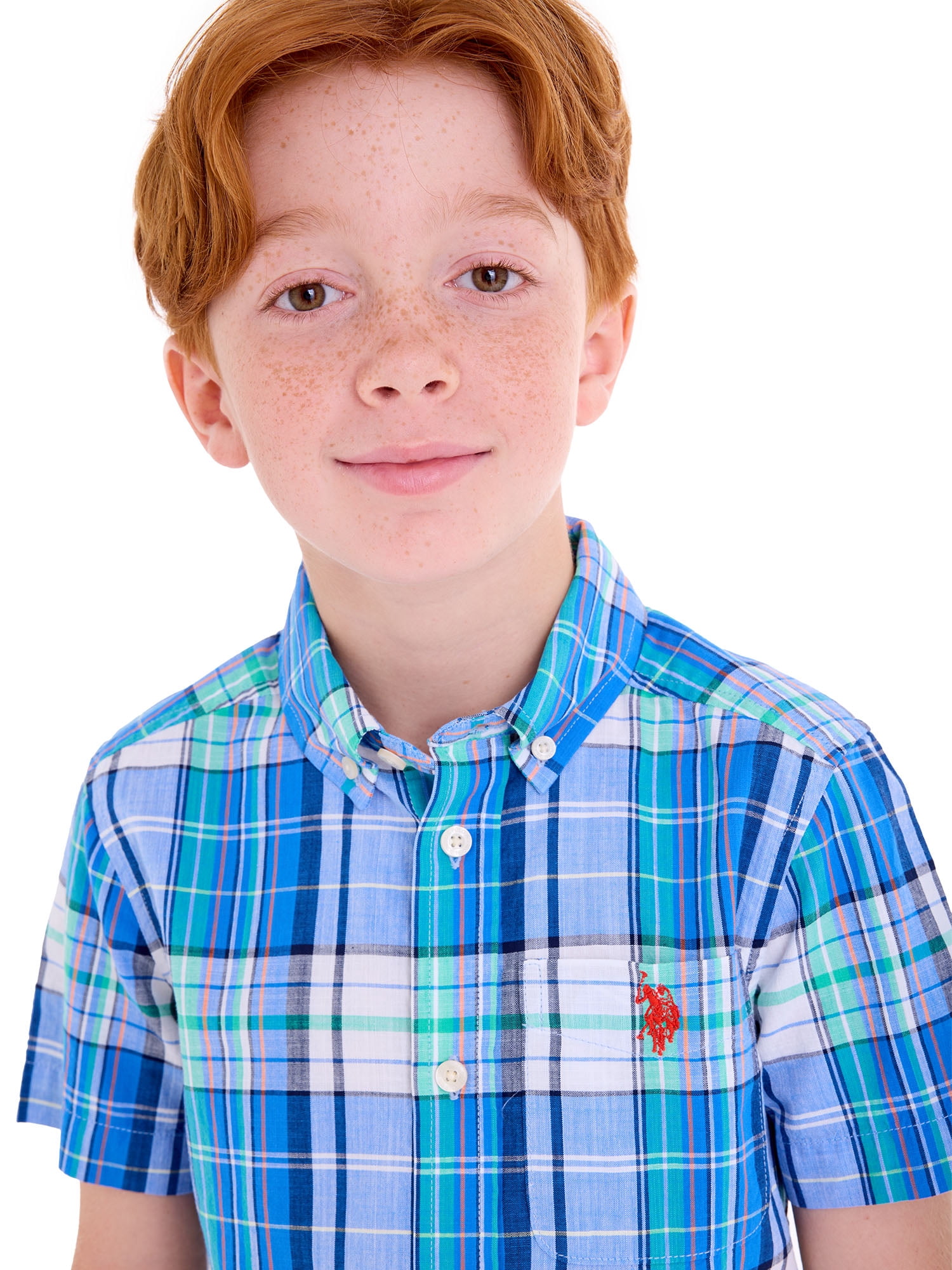 U.S. Polo Assn. Short Sleeve Button-Up Shirt for Boys, Sizes 4-18