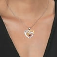 thumbnail image 3 of Gem Stone King Two Tone Yellow Citrine White Moissanite Red Garnet `Forever in My Heart` Engraved Pendant Necklace for Women (1.48 cttw, Heart Shape 5MM, 18 inch Chain), 3 of 3