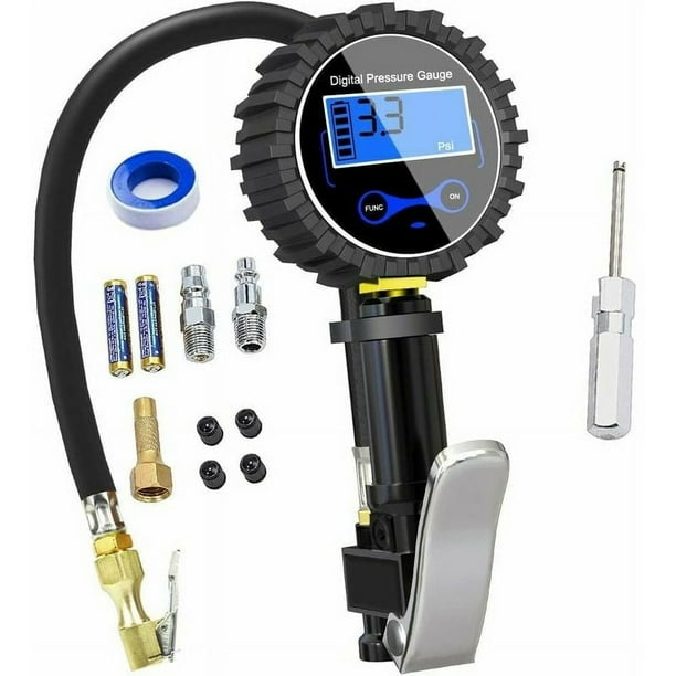 Manómetro digital de presión de neumáticos de 250 PSI, manómetro digital de presión de neumáticos de alta precisión con pistola de inflado para automóviles, motocicletas y bicicletas, 2 baterías AAA,