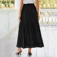 thumbnail image 5 of Womens Fashion Casual Beach Flowy Solid Midi Skirt Pleated High Waist Elastic Waist Lightweight A Line Long Skirt, 5 of 6