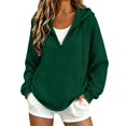thumbnail image 4 of HOSIA Quarter Zip Hoodie for Women Cute Fashion Outfits Loose Casual Trendy Hooded Sweatshirts Loose Tunic Sweatshirt Relaxed Fit Oversized Plain Fashion Track Jacket with Pockets Blackish Green S, 4 of 9