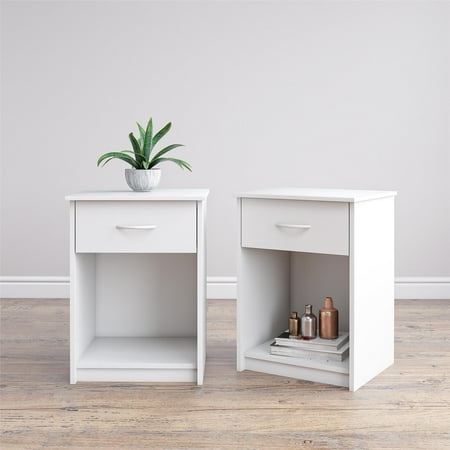 Upc 029986549747 Set Of 2 Mainstays 1 Drawer Bedroom Nightstand White Upcitemdb Com