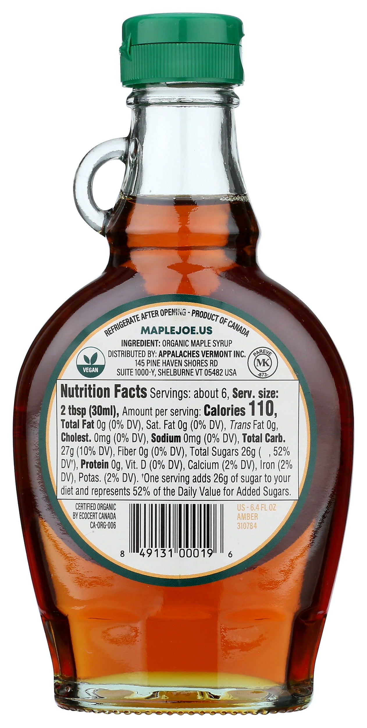 Pack of 12, Maple Joe Organic Amber Maple Syrup, 6.4 fl oz