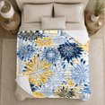 thumbnail image 5 of Chrysanthemum Floral Pattern Blue Gold Tones Living Room, Cozy Friendship Quote Scene, Warm Flannel Blanket for Living Room and Reading Nook, Art Lovers Thanksgiving Gift, Artistic Home Decor, 5 of 9