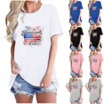 thumbnail image 1 of Fiudx Camisetas para Mujer Camiseta Básica de Verano de Manga Corta Informal para Mujer, Blusa con Estampado Del Día de La Independencia, Cuello Redondo, 1 of 4