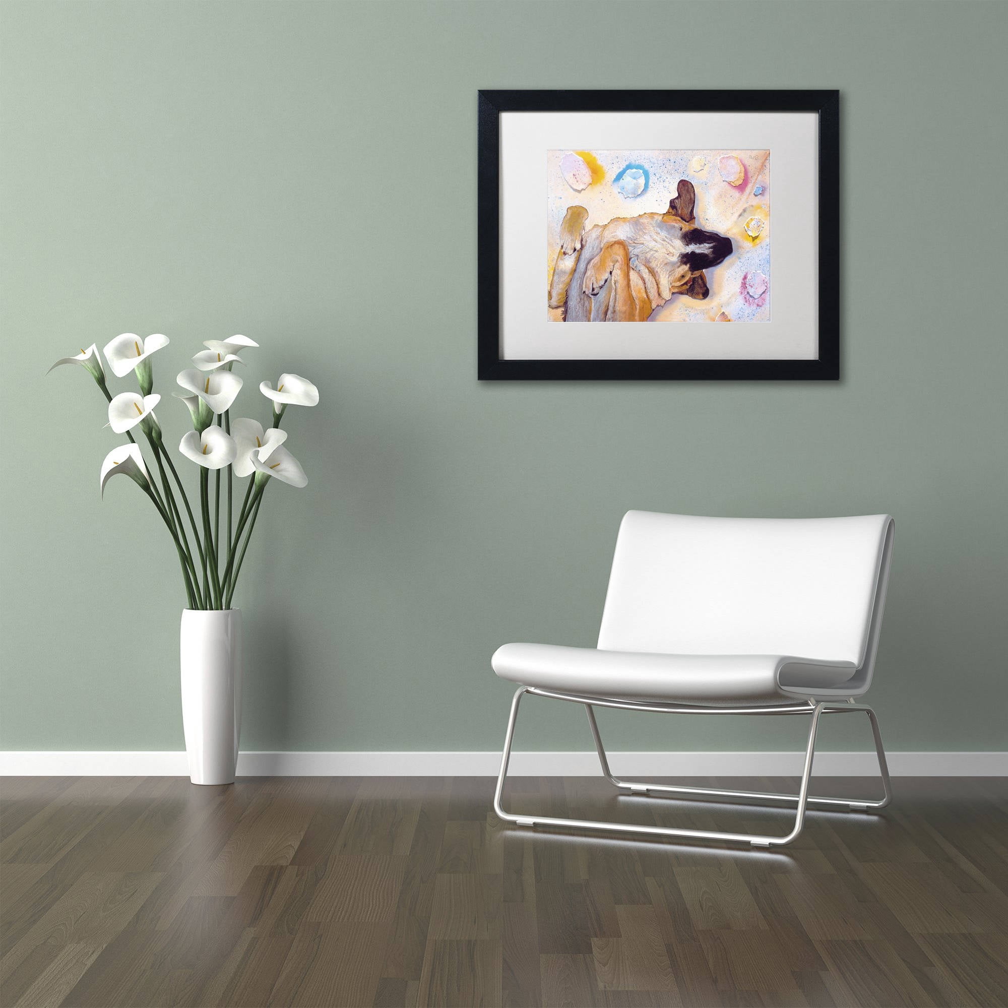 Trademark Fine Art "Dog Dreams" Canvas Art by Pat Saunders-White, White Matte, Black Frame