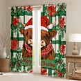 thumbnail image 2 of Castle Fairy 2-Pack Highland Cow Plaid Xmas Curtains, 2 of 6