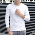 thumbnail image 5 of Camiseta de hombre de manga larga de color liso, camisetas de cuello redondo, camisetas ajustadas, camisetas de gran tamaño blancas y negras para primavera y otoño, 5 of 5