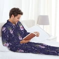 thumbnail image 5 of KLL Lavender Flowers Sleepwear Mens Flannel Pajamas,Long Cotton Pj Set, 5 of 7