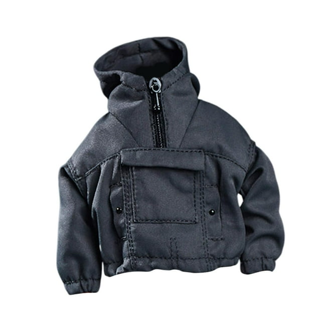 Sudadera con capucha Hugo 1/12 para figura masculina con bolsillo frontal gris