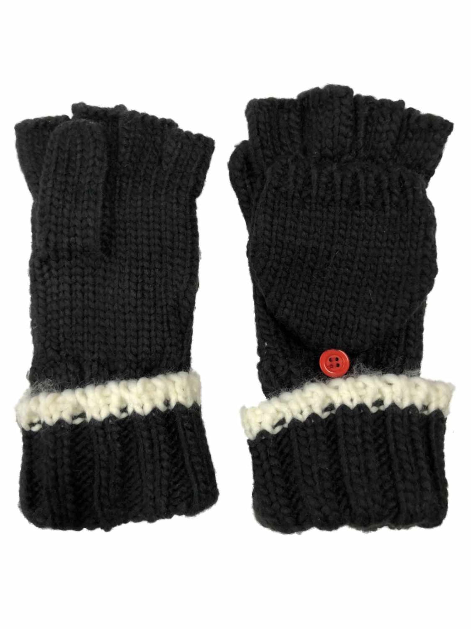 Isotoner Isotoner Womens Black & White Knit Fingerless Convertible