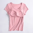 thumbnail image 6 of Duoif Women's Short Sleeve Shirt with Built in Bra Padded Athletic Workout Yoga Top Summer 2026, Pink, XXL, 6 of 7