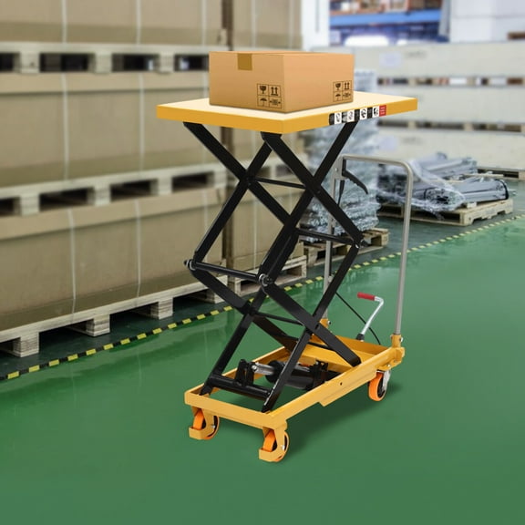 Hydraulic Lifting Platform Cart 770 Pounds Manual Double Shear Lifting Platform 51 Inches With Wheels