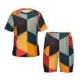 thumbnail image 1 of Balery Geometric Cube Pattern Art Conjunto de Pijama Infantil de Manga Corta con Estampado – Ropa de Dormir de Algodón Suave-Large, 1 of 6