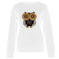 thumbnail image 2 of TIHLMK Sweatshirt Hoodies Women O-neck Lovely Owl Printing Comfortable Long Sleeves Sweatshirt Tops White, 2 of 4