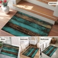 thumbnail image 5 of Vintage Teal Stripe Bathroom Mats 2x3 FT, Non Slip Small Kitchen Mat, Farmhouse Shabby Turquoise Washable Soft Backed Front Door Throw Rugs Non-Shedding Indoor Outdoor Doormat for Entryway Sink, 5 of 8