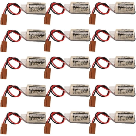 15-Pack CR14250SE 3V 1800mAh Li-Battery Replacement for Sanyo FDK 1/2AA PLC Battery 1747-BA Backup Power Supply with Brown Plug