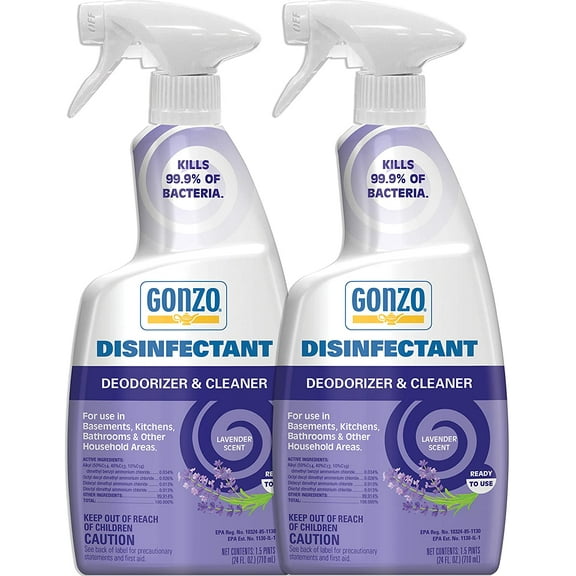 Gonzo Natural Magic Disinfectant Spray & Multipurpose Cleaner - Lavender - 24 Ounce (2 Pack)