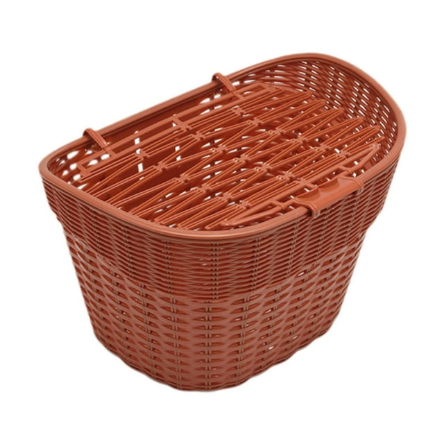 Cesta para bicicleta con tapa, fácil de instalar, cesta para manillar, portabicicletas para bicicletas de montaña y carretera, , comestibles y Rojo marrón