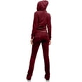thumbnail image 3 of J. METHOD Women’s Tracksuit Set Casual 2 Piece Outfit Slim Fit Velour Velvet Zip Up Hoodie Jacket Top and Sweatpants Sweatsuit NEWTS03 Burgundy 3X, 3 of 6
