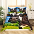 thumbnail image 2 of 3D Milk Cow Bedding Set,Cute Farm Cattle Rustic Farmhouse Animals Duvet Cover,Wildlife Wild Animal Comforter Cover,Western Cowboy Twin Bed Set Blue Sky Bedroom Decor, 2 of 5