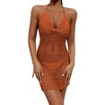 thumbnail image 1 of TheFound Ensemble Jupe de Plage d'Été pour Femmes Col en V Dos Nu Noué Robe Nuisette Jupe de Couverture de Bikini + T-back, 1 of 7