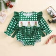 thumbnail image 2 of Staki Baby Sweatshirt Romper Baby Girl Outfit Stripe Long Sleeve Waffle Knit Romper Bodysuit Fall Winter Clothes(Green,6-12 Months), 2 of 7