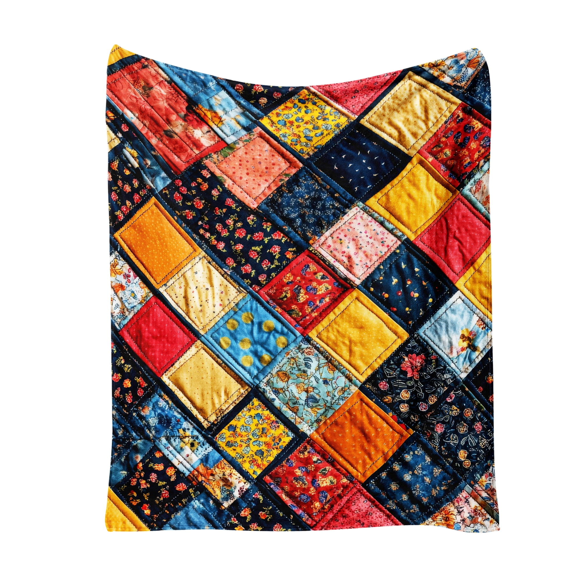 Flannel Fleece Twin Blanket, Soft Large Twin Blanket, Lightweight Cozy Plush Twin Blanket Fit Sofa Bed, 60"x80", Patchwork Floral Pattern