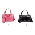 thumbnail image 4 of stanreset Sac de Transport pour Animaux de Compagnie en PU Mode Respirant pour Chien Chaton de Voyage Extérieur avec Sac à Main Sangle Réglable Fournitures pour Animaux Rose Rouge P, 4 of 9