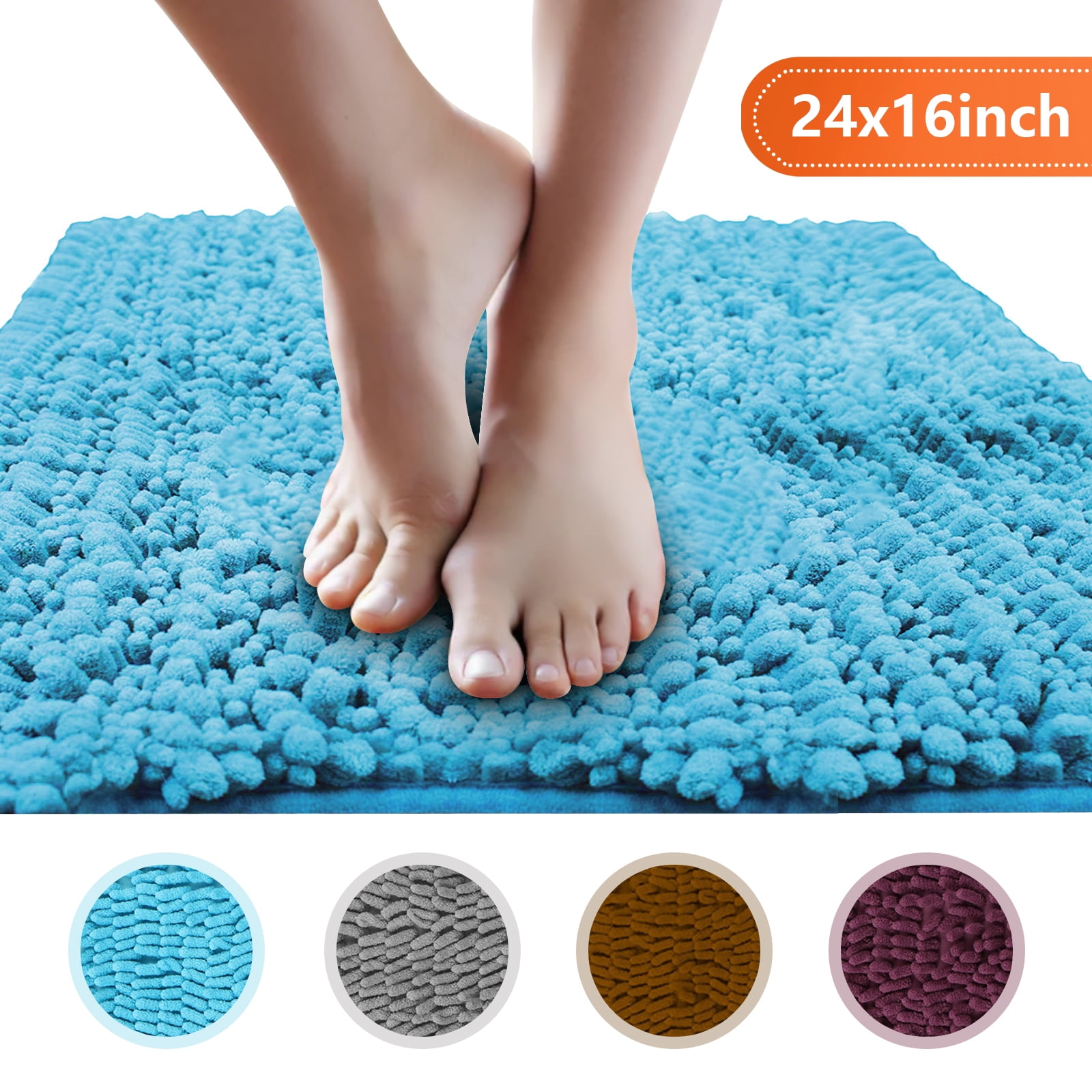 Bathroom Rug, Soft Absorbent Shaggy Bath Mats, Non Slip Microfiber