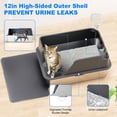 thumbnail image 3 of Non-stick Stainless Steel Litter Box, XL Splash-Proof, Leak-Proof, Large Capacity, Cat Litter Box for Multi-Cats, Large Cats, Easy-Clean, Gray, 3 of 7