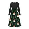 thumbnail image 1 of Robes Graphiques à Manches Longues pour Filles, Col Rond, Spandex, Vacances Joyeuses, Noël, Décontracté, Maxi, Été Automne, Vêtements 2025, Coupe Régulière, 13 Ans, 1 of 6