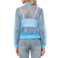 thumbnail image 3 of INSPIRE CHIC Halloween Bomber Jacket for Women's Sheer Mesh Glitter Shiny Long Sleeve Zip Up Jackets XL Sky Blue, 3 of 6