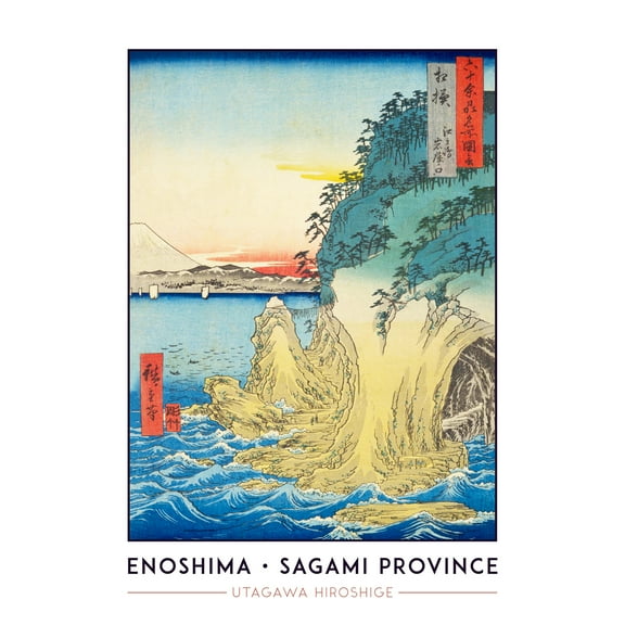 Enoshima, The Entrance to the Caves Sagami Province Utagawa Hiroshige Japanese Woodblock Titled Work Wall Art Poster Print Picture