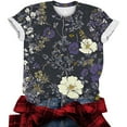 thumbnail image 5 of jtjvou Women's Short Sleeve Tuinc Crewneck Tuinc Lady Trendy Fashion Going out Tops for Teen Floral Pullover Summer Plus Size Multicolor,XXXXL, 5 of 5