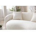 thumbnail image 6 of 93.6 inch Mid Century 3 Seat Curved Sofa, Minimalism Style Fabric Sofa with 3 Throw Pillows, Modern Boucle Fabric Couch for Bedroom, Office, Apartment, White, 93.6"Lx41.3"W x26.9"H, 6 of 9