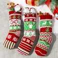 thumbnail image 5 of Joyfy 3 Pcs 18" Knit Christmas Stockings, Large Rustic Yarn Stockings for Christmas Family Holiday Fireplace Hanging Christmas Tree Decorations, with Snowflake Christmas Tree Candy Cane Character, 5 of 8