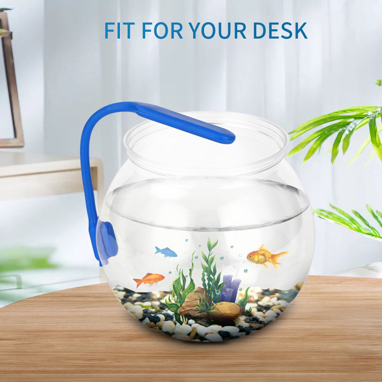 YIFAEUX Fish Tank Transparent Anti-drop Smooth Plastic Aquarium Tank Round Fish Bowl Home Use