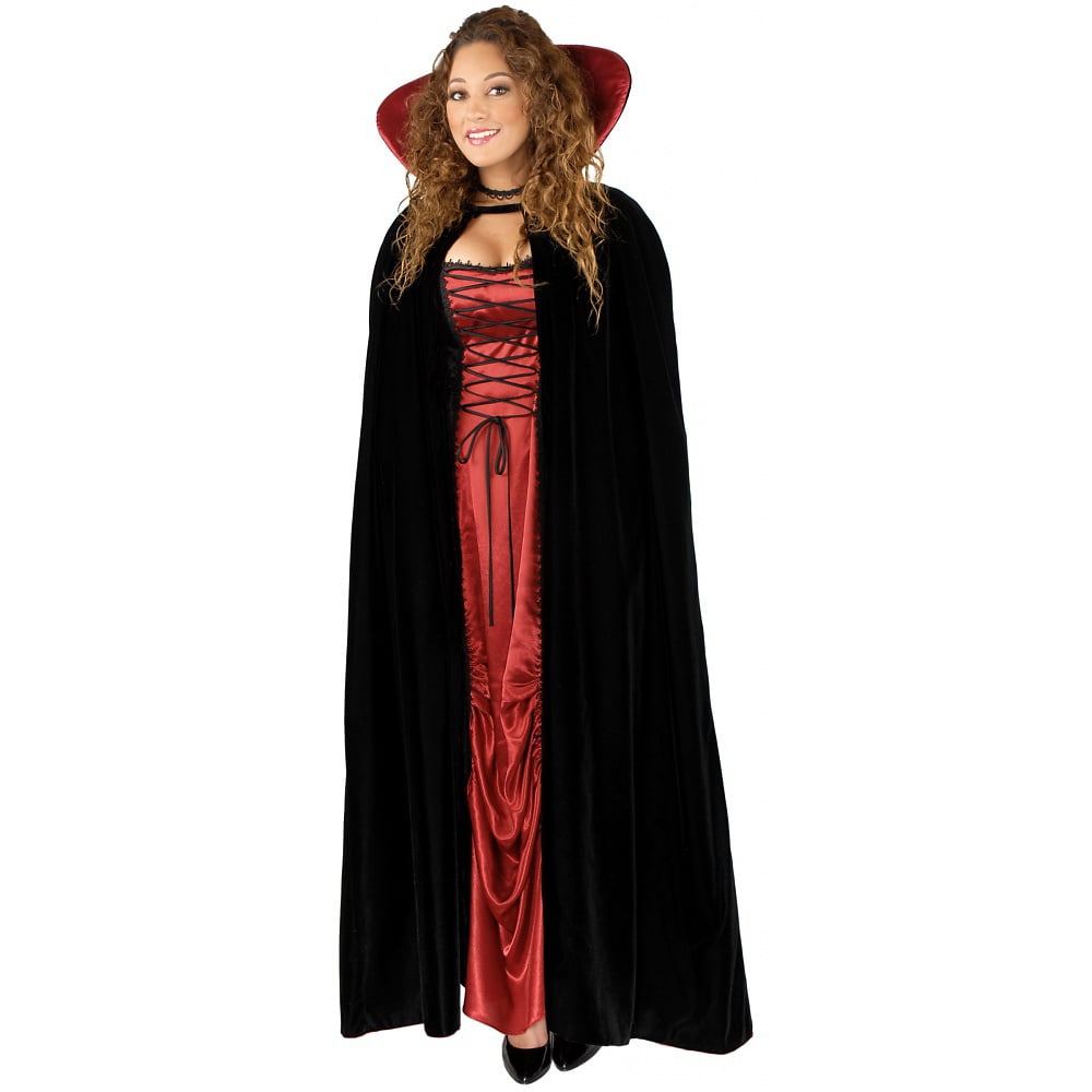Black Panne Velvet Vampire Cape Adult Costume Accessory