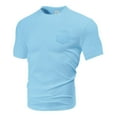 thumbnail image 4 of Bnwani Shirts For Men Solid Color Tee Breathable Poket Shirts Light Blue M, 4 of 4