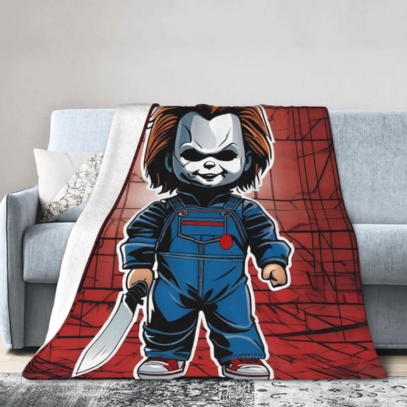 Chucky Throw Blanket, All Season Decorative Soft Cozy Fleece Blankets, Room Decor For Bed Chair Car Sofa Couch Bedroom