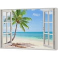 thumbnail image 2 of Beach Bathroom Wall Art Beach Coastal Pictures Wall Decor Blue Sea Canvas Painting Print Palm Tree Tropical Ocean Nautical Wall Decor 3D Window View Artworks Framed for Living Room Bedroom 16"x12", 2 of 6