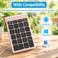 22-Key Numeric Keypad Portable 2.4GHz Wireless Number Pad for Laptops ...