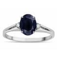 thumbnail image 2 of Star K � Oval 8x6 Genuine Black Sapphire Split Shank Three Stone Engagement Promise Ring, 2 of 9
