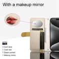 thumbnail image 6 of ESEBLE Leather For Google Pixel 9 / Pixel 9 Pro Case With 3-Card Holder Zipper Bills Slot, Makeup Mirror，Soft PU Leather Detachable Lanyard Shoulder Strap And Wristlet Wallet Case,Khaki, 6 of 7