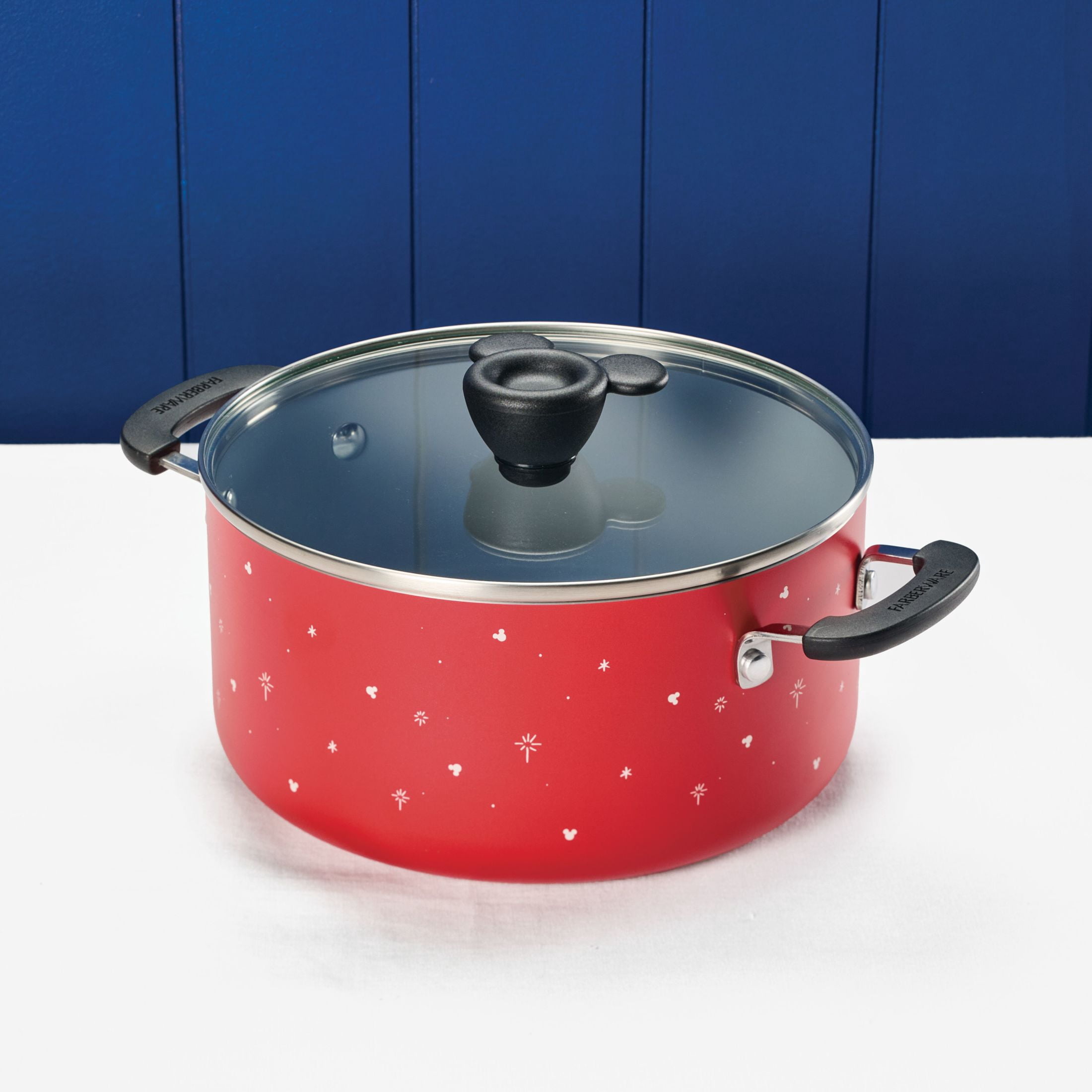 Farberware Disney Bon Voyage 3 Quart Ceramic Nonstick Saucepot with Lid, Dishwasher Safe, Red