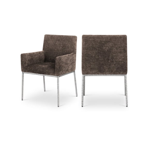 Meridian Furniture Reeves Brown Chenille Fabric Dining Chair (Set of 2)