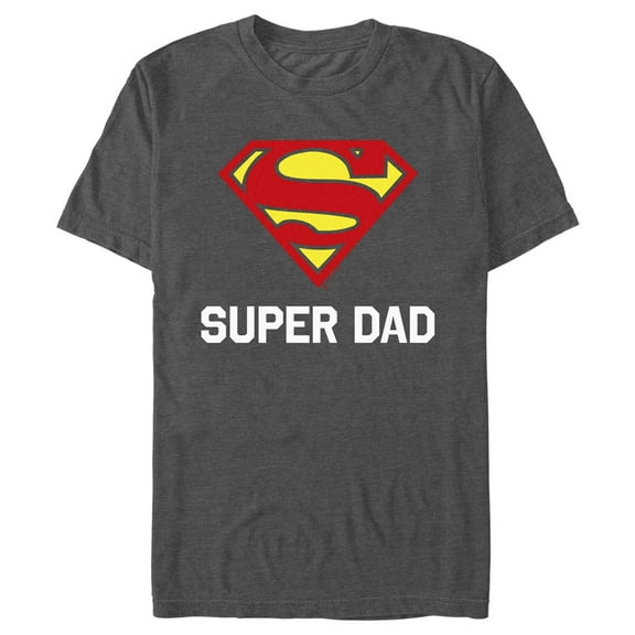 Men's Superman Super Dad Shield Logo  Graphic Tee Charcoal Heather Large
