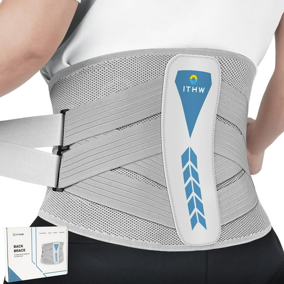 Faja lumbar ITHW para dolor lumbar, soporte lumbar para mujeres y hombres con correa ajustable, para ciática, hernia discal y escoliosis (grande)
