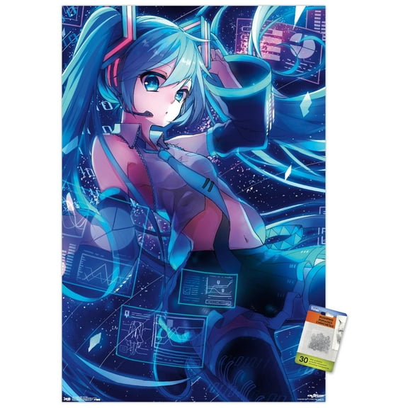 Hatsune Miku - Screens Wall Poster with Push Pins, 22.375" x 34"